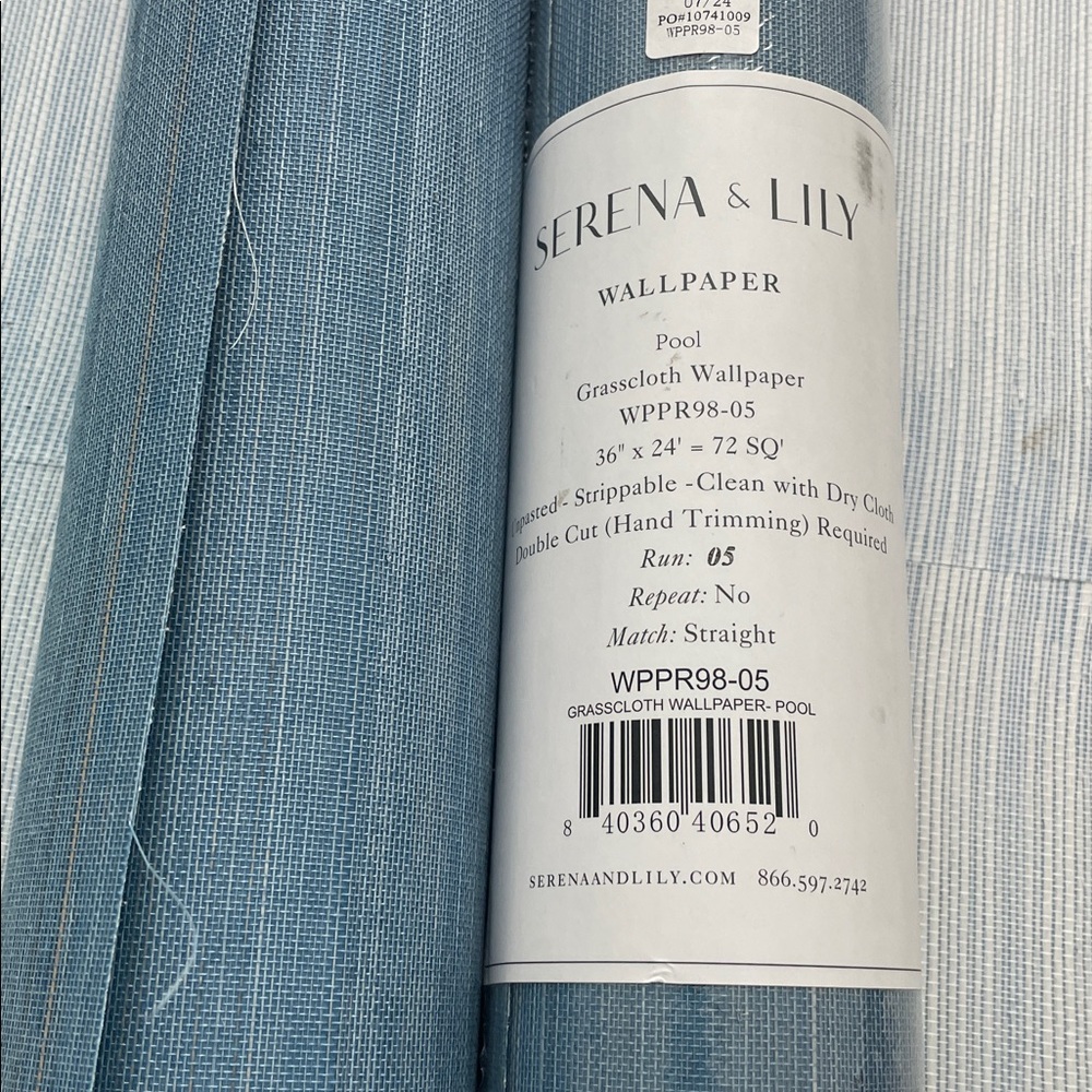 NEW Serena & Lily Solid Grasscloth Wallcovering color - Pool